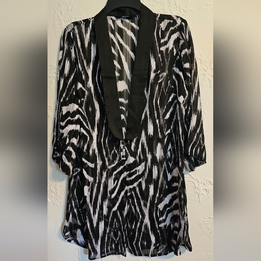 Dennis Basso Sheer Zebra Print Cardigan Kimono XS New